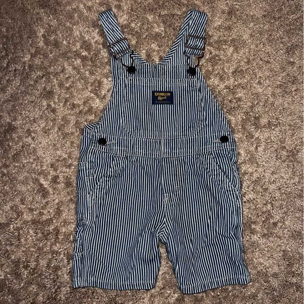 OshKosh B’Gosh Baby Vestbak Vintage Striped Overalls Cotton 18 Months